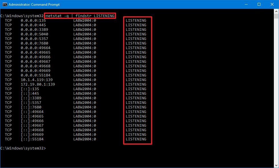 Netstat with findstr