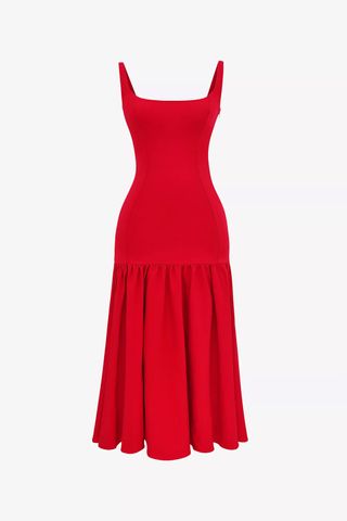 House of CB red drop waist dress