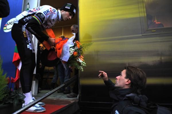 Niels Albert miraculously mud-free after his World Cup win in Igorre.