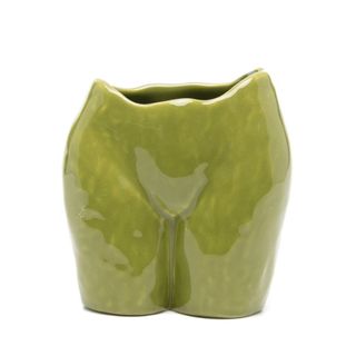 woman body shaped green vase