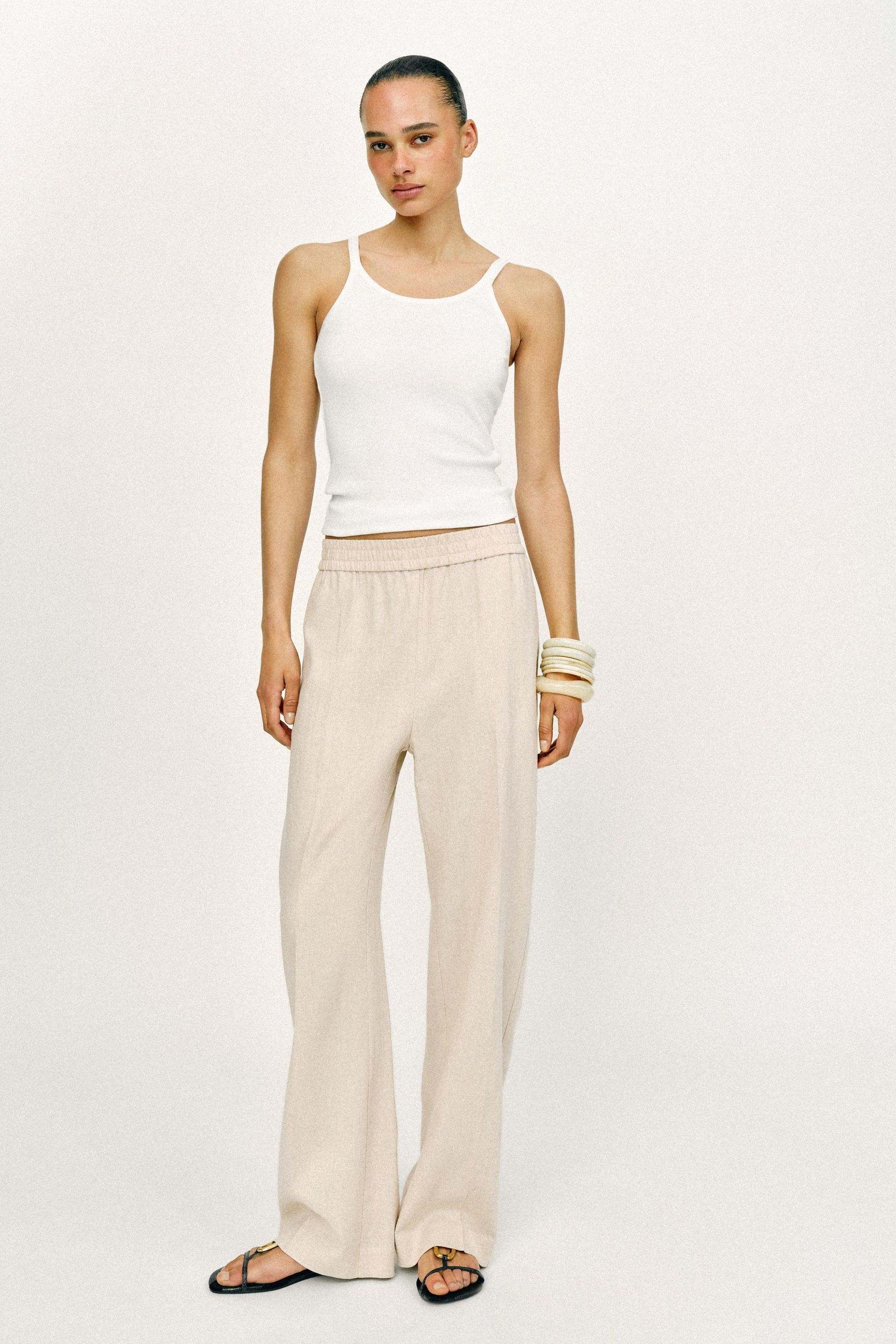 Straight Trousers With Linen