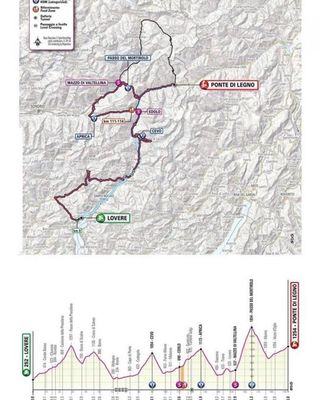 The map of stage 16 of the 2019 Giro d'Italia after the removal of the Passo Gavia