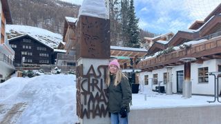 The Wham! monument stands proudly in Saas-Fee marking the 40th anniversary of the recording of the Last Christmas music video.