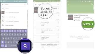 Tap search, Choose Sonos, tap Install