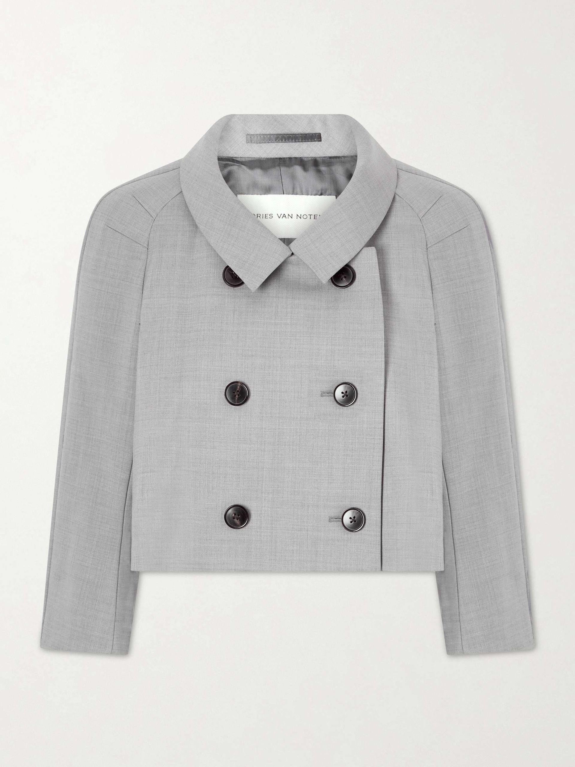 Cropped Doubel-Breasted Grain De Poudre Jacket