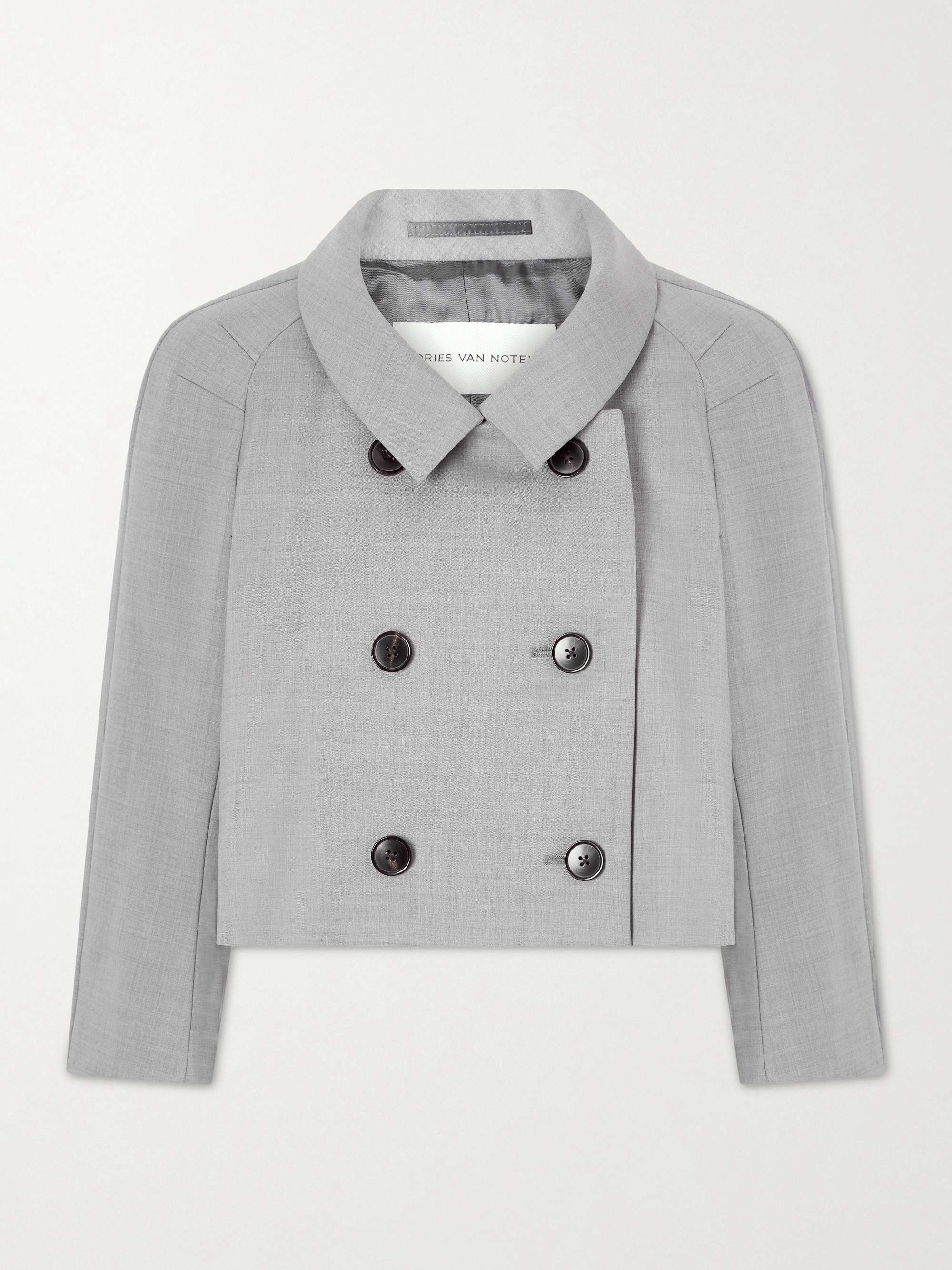 Cropped Doubel-Breasted Grain De Poudre Jacket