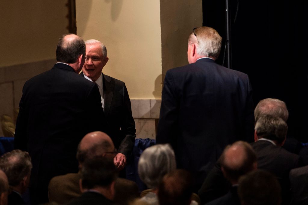 Jeff Sessions and Sergey Kislyak, seated. 