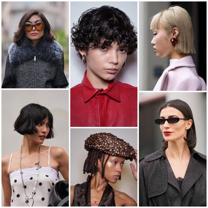 collage of celebrities with short hair