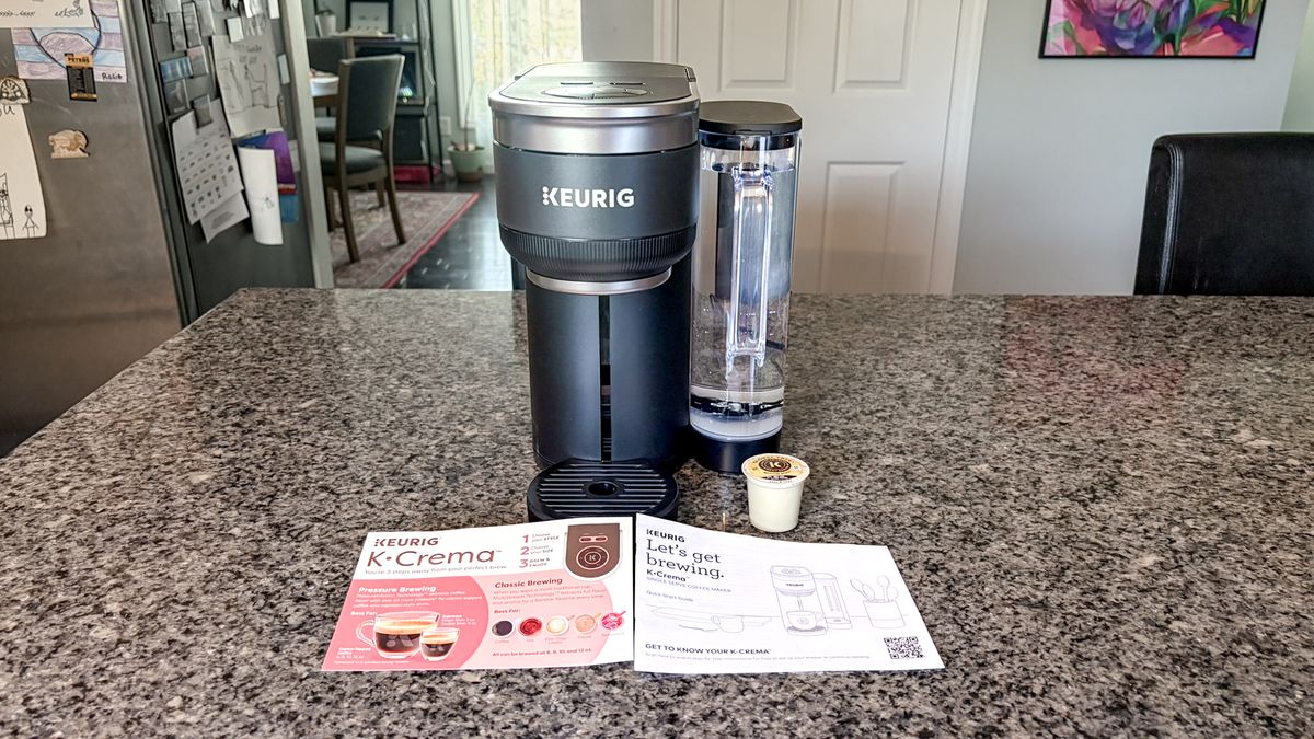 Keurig K-Crema coffee maker on a kitchen counter