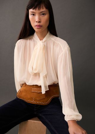 Mango Pussy Bow Blouse