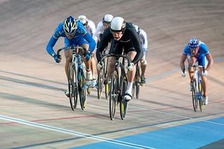 New Zealander Sam Webster gives it everything on his way to the gold medal in the keirin final.