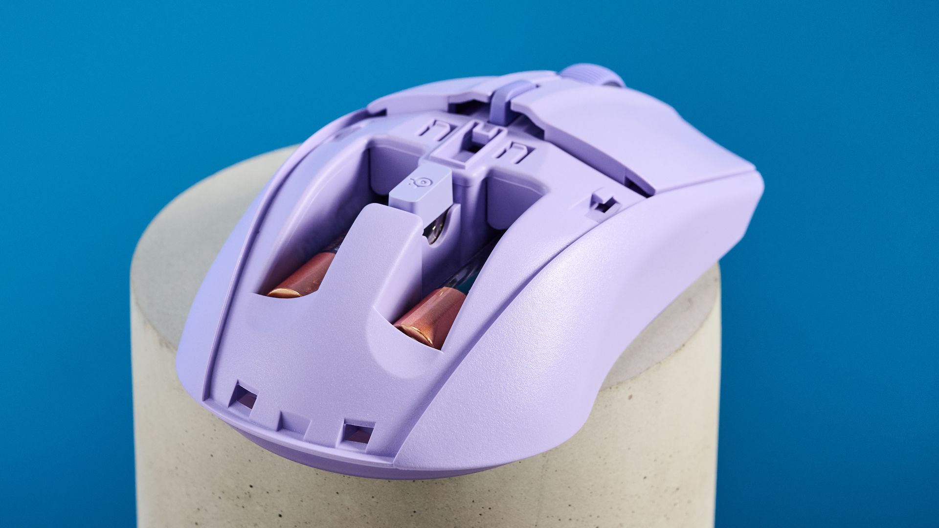 A lavender SteelSeries Rival 3 Wireless Gen 2 wireless gaming mouse