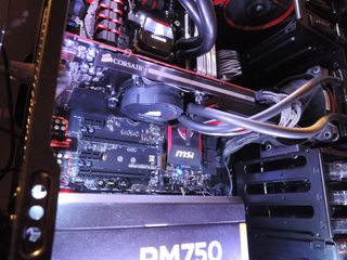 The HG10 mounted on a graphics card, in a system.