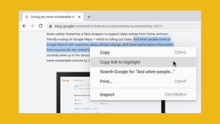 Chrome Copy link to highlight feature