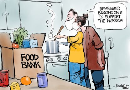 Editorial Cartoon U.S. COVID food bank essential workers