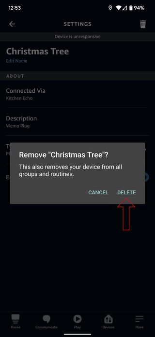 Alexa App Screenshot Removed Device