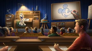 Olaf Draws at The Magic of Disney Animation, Hollywood Studios Disney World