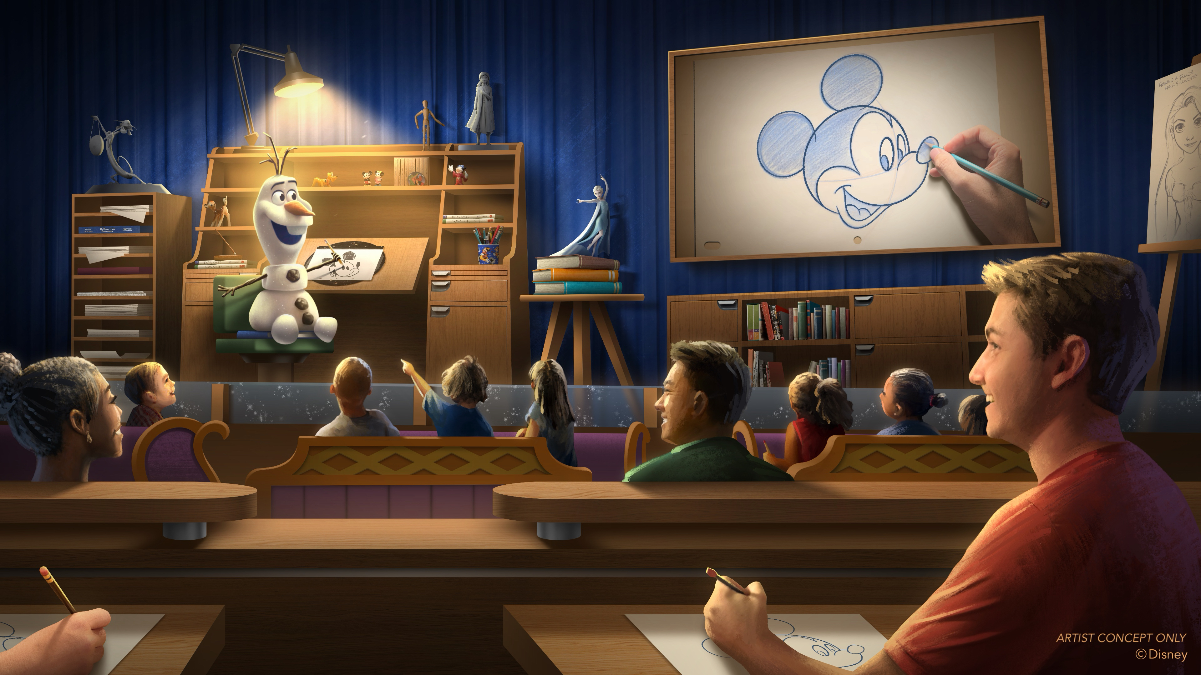 Olaf Draws at The Magic of Disney Animation, Hollywood Studios Disney World
