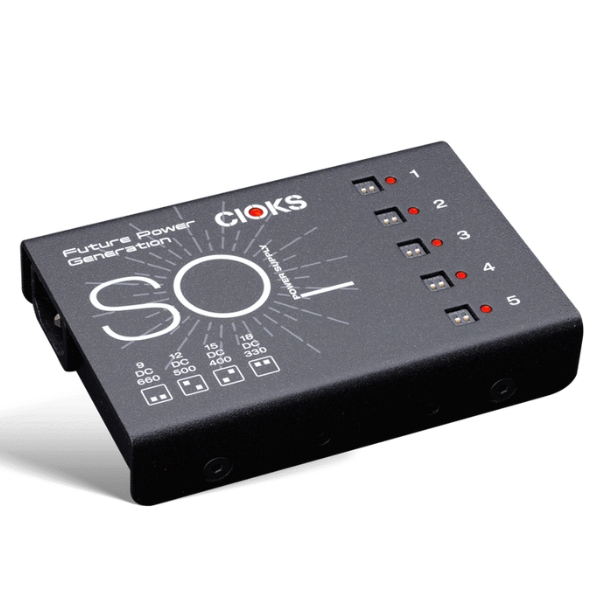 A Cioks Sol pedalboard power supply
