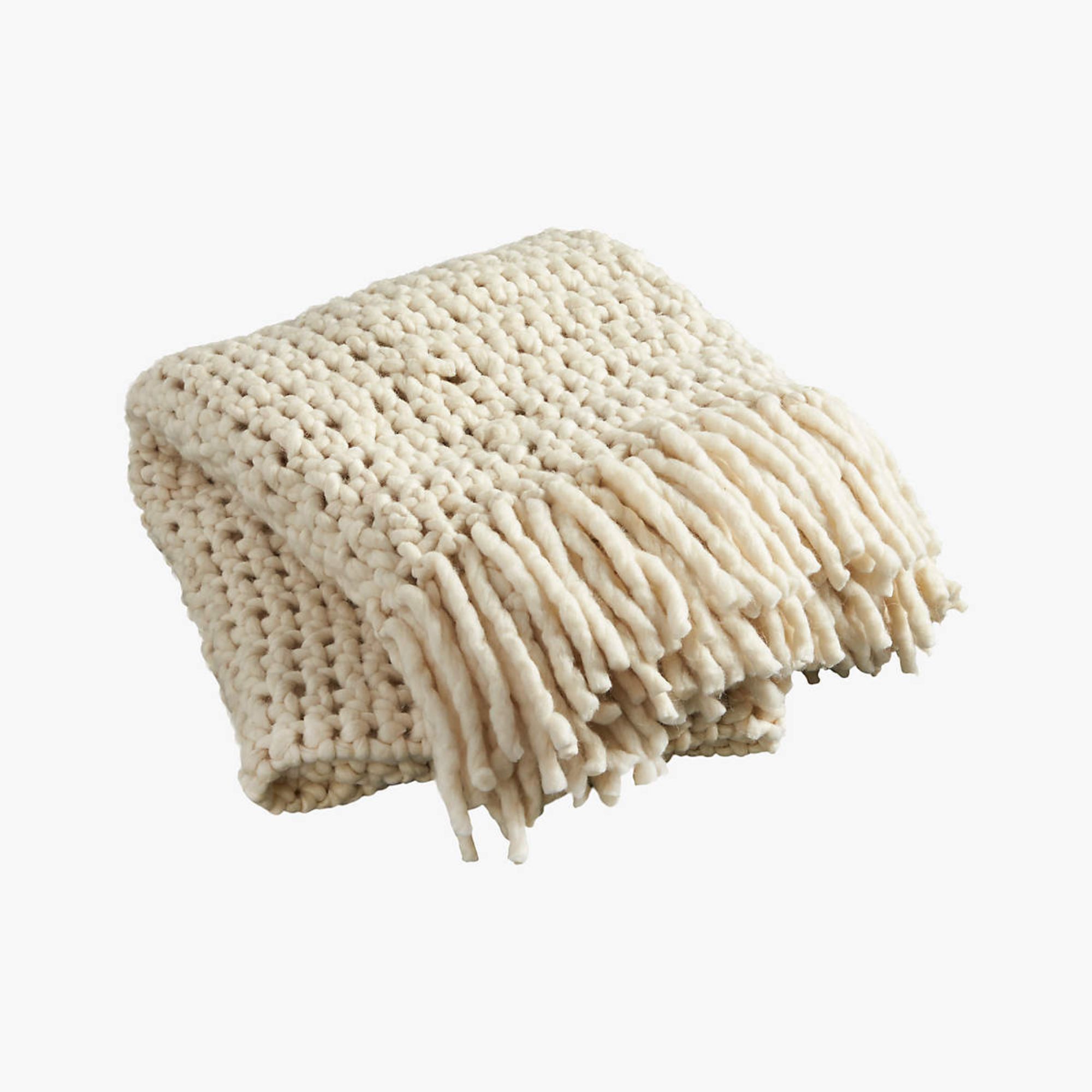 Overlook White Chunky Knit Throw Blanket