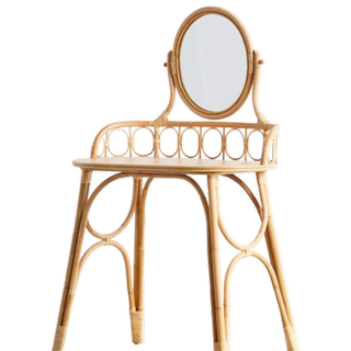 tall rattan twirly vanity dresser