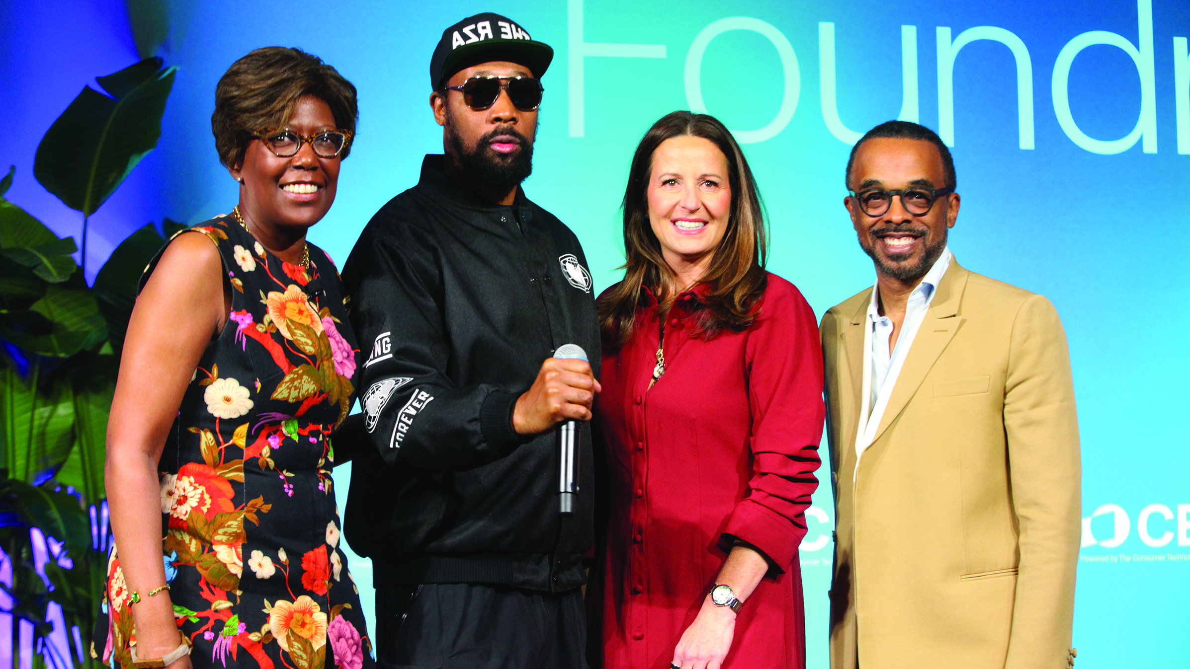 Tiffany Moore, SVP, political and industry affairs, CTA; Jennifer Koester, president and COO, Sphere; Cris Turner, VP of knowledge and information products, Google; and RZA from Wu Tang Clan.