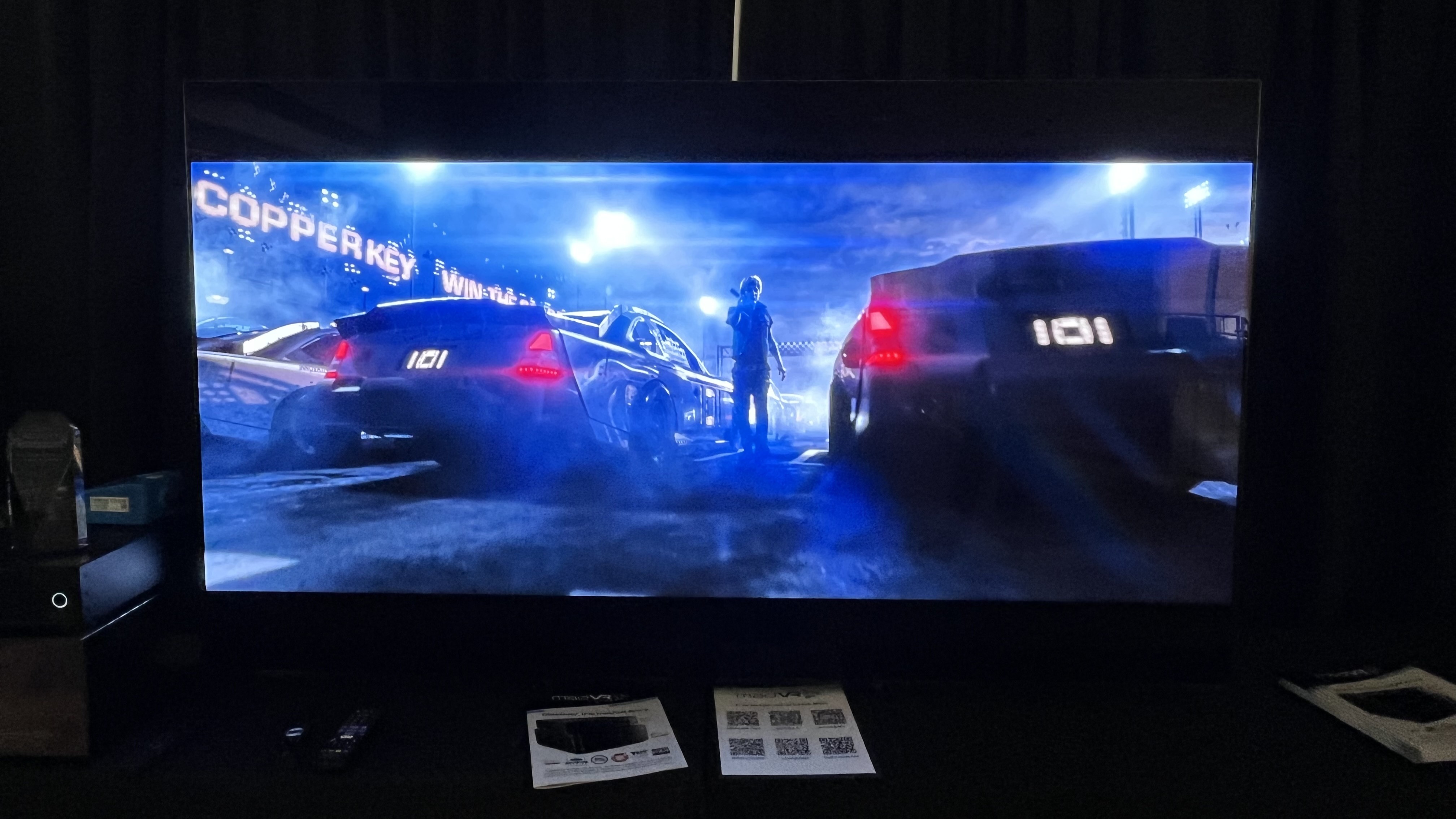 madVR Envy video processor showing unmodified movie image on TV screen