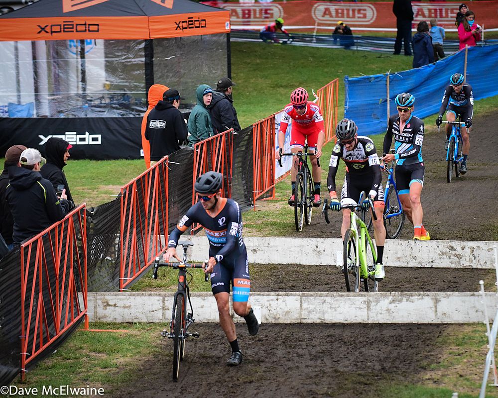 Danny Summerhill (Maxxis-Shimano) leading a group at the barriers