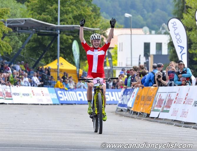 Malene Degn (Denmark) wins the junior women's cross country in Albstadt