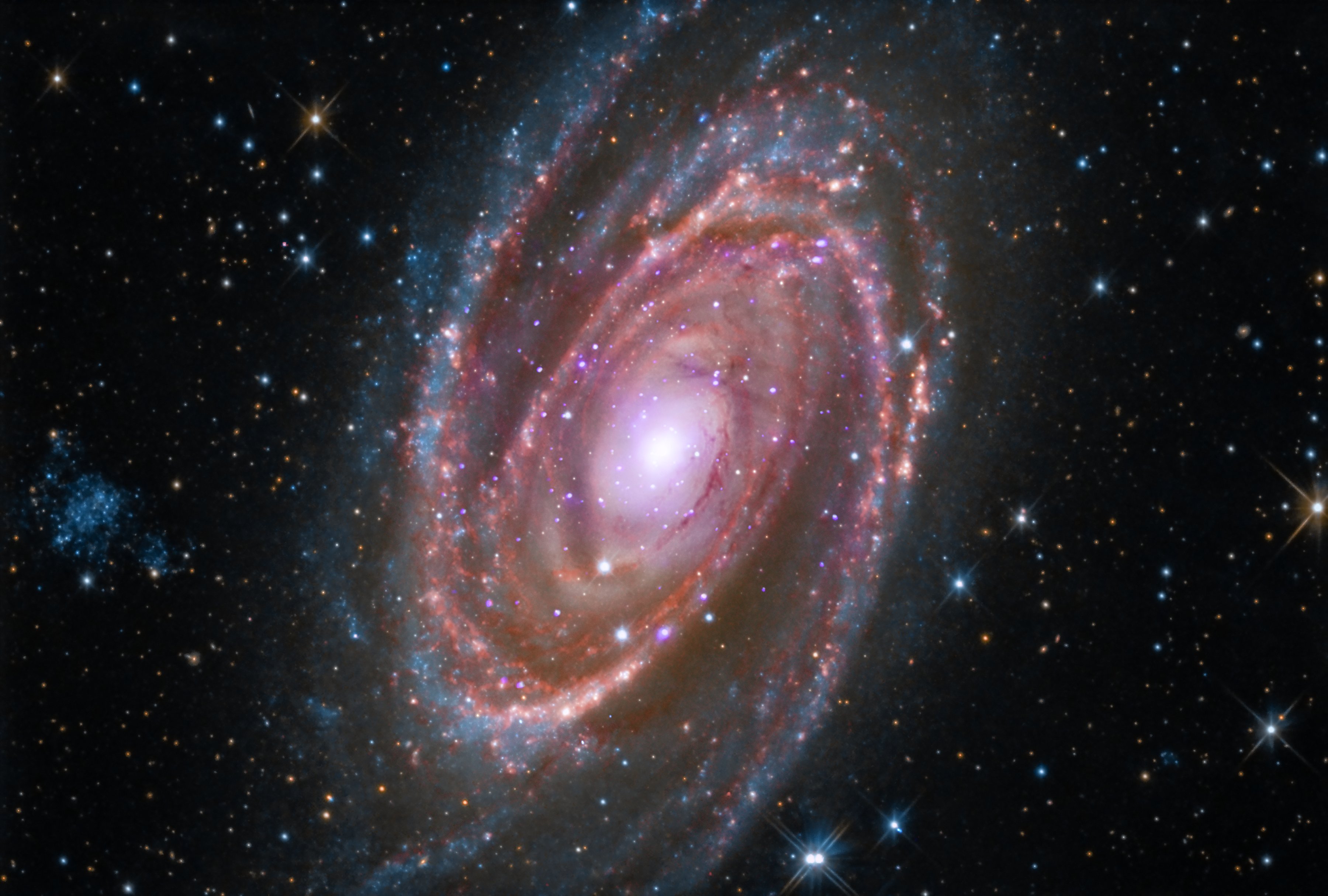 The spiral galaxy M81 is located about 12 million light-years away from Earth.