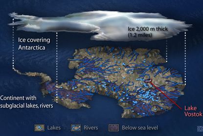 An artist's cross-section of Lake Vostok