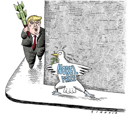 Political cartoon U.S. Trump Nobel Peace Prize North Korea
