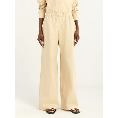 Scoop women's linen wide-leg pants, 32" Inseam, size XS-4X
