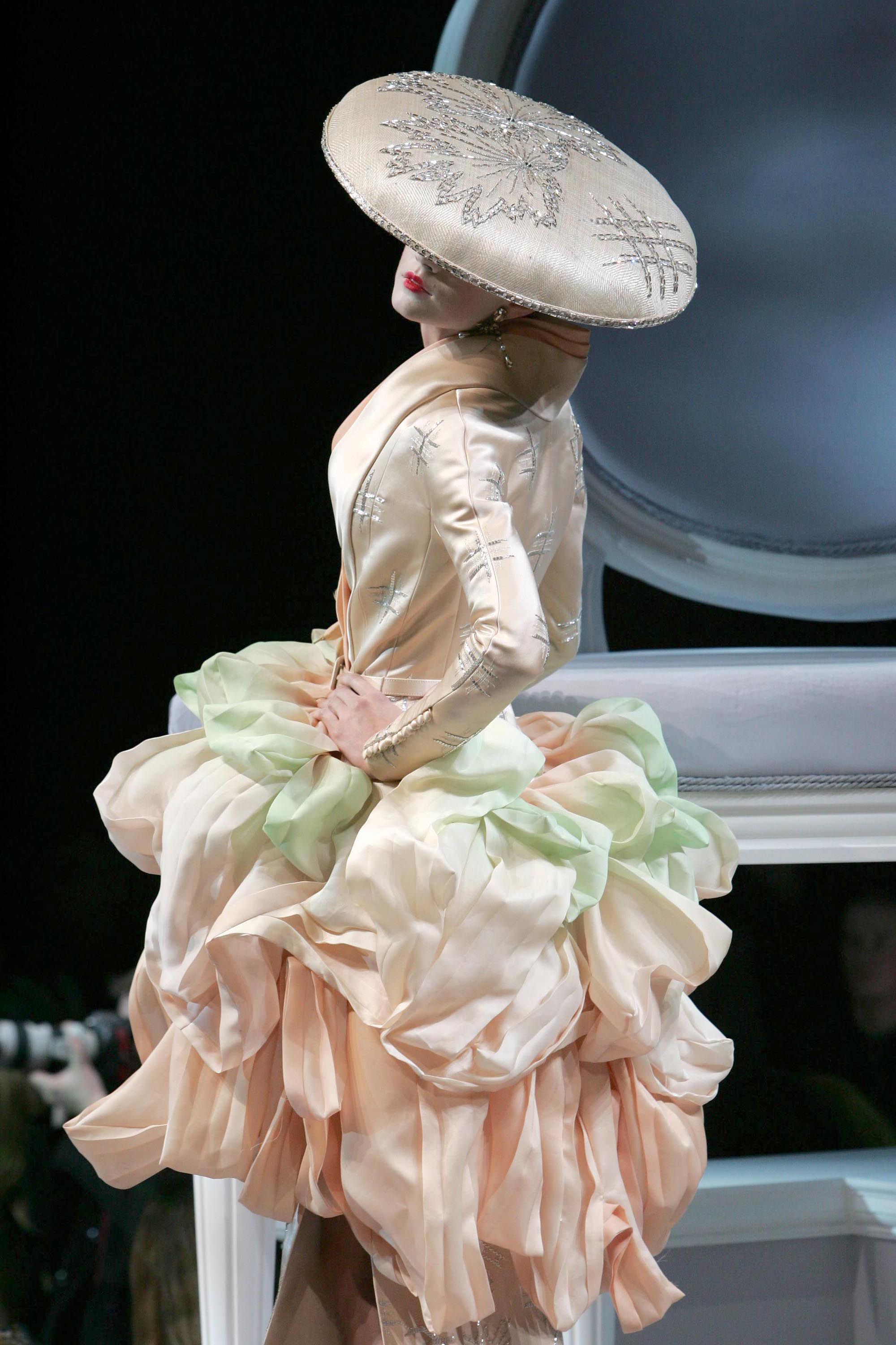 Model wearing Christian Dior Spring/Summer 2007 during Paris Fashion Week Haute Couture Spring/Summer 2007 - Christian Dior - Runway in Paris, France. (Photo by Toni Anne Barson/WireImage)