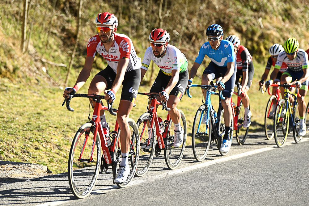 A teammate paces Thomas De Gendt during stage 3 at the Volta a Ctalunya