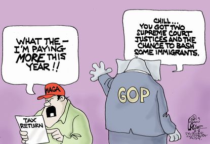 Political Cartoon U.S. GOP tax return