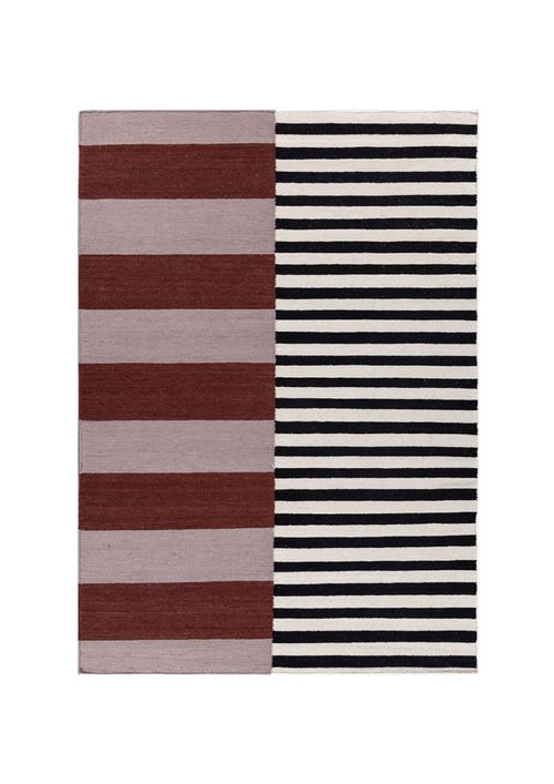 Checkers Flat Weave Wool Rug in Rust