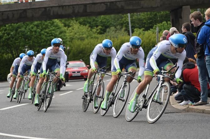 Orica GreenEdge on their way to the stage win