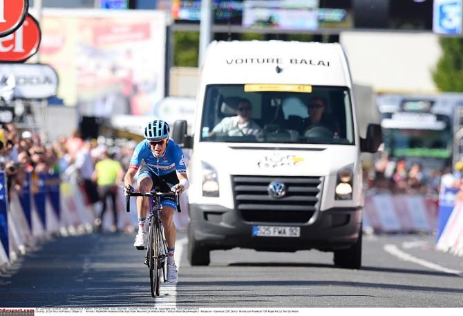 Andrew Talansky holds off the broom wagon to finish stage 11 inside the time cut
