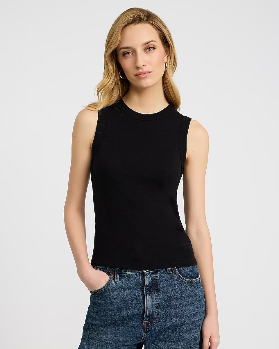 Express, Fitted Ribbed Crew Neck Tank