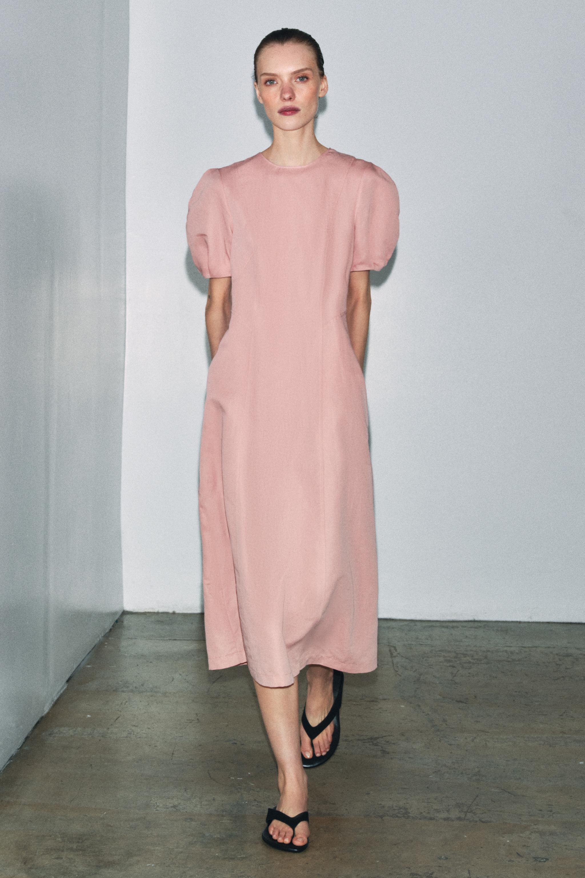 Zw Collection Linen Blend Midi Dress