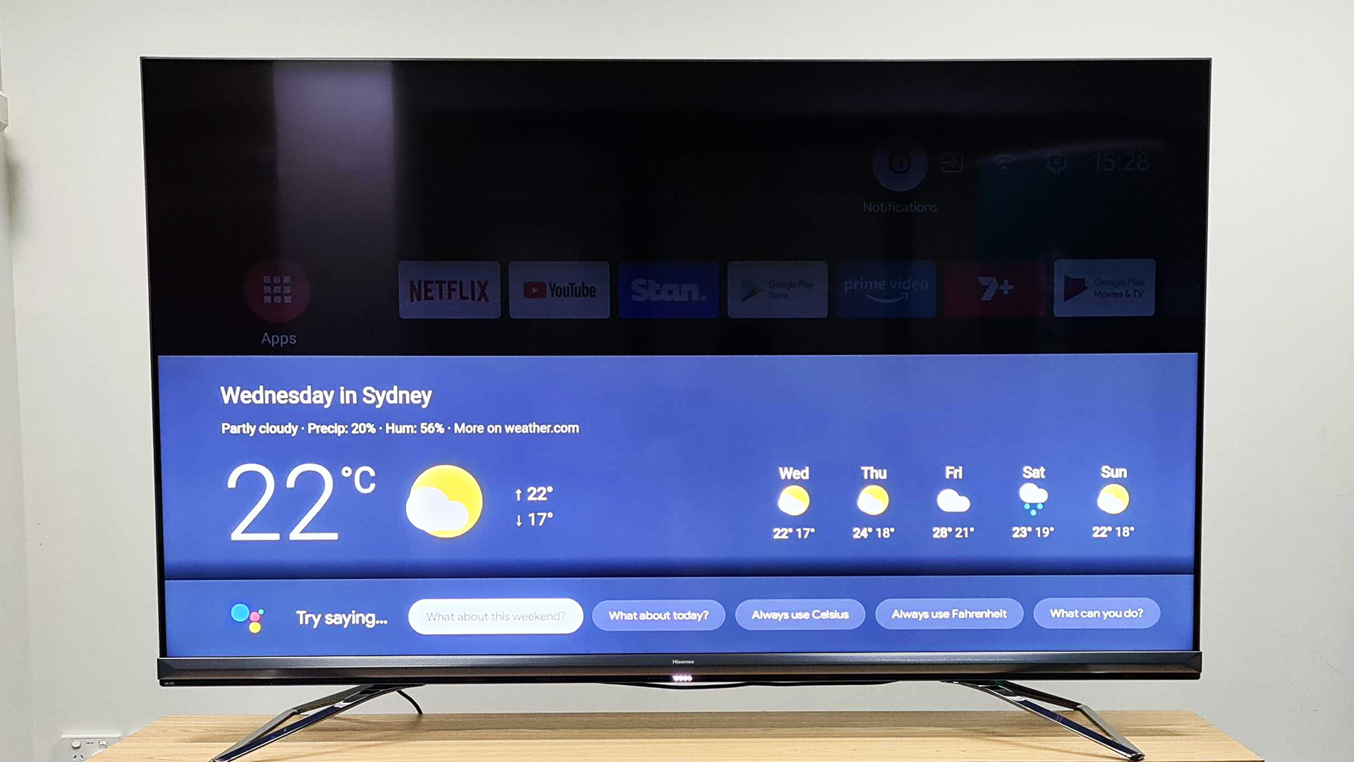 Checking out the forecast on the Hisense U80G ULED 8K TV