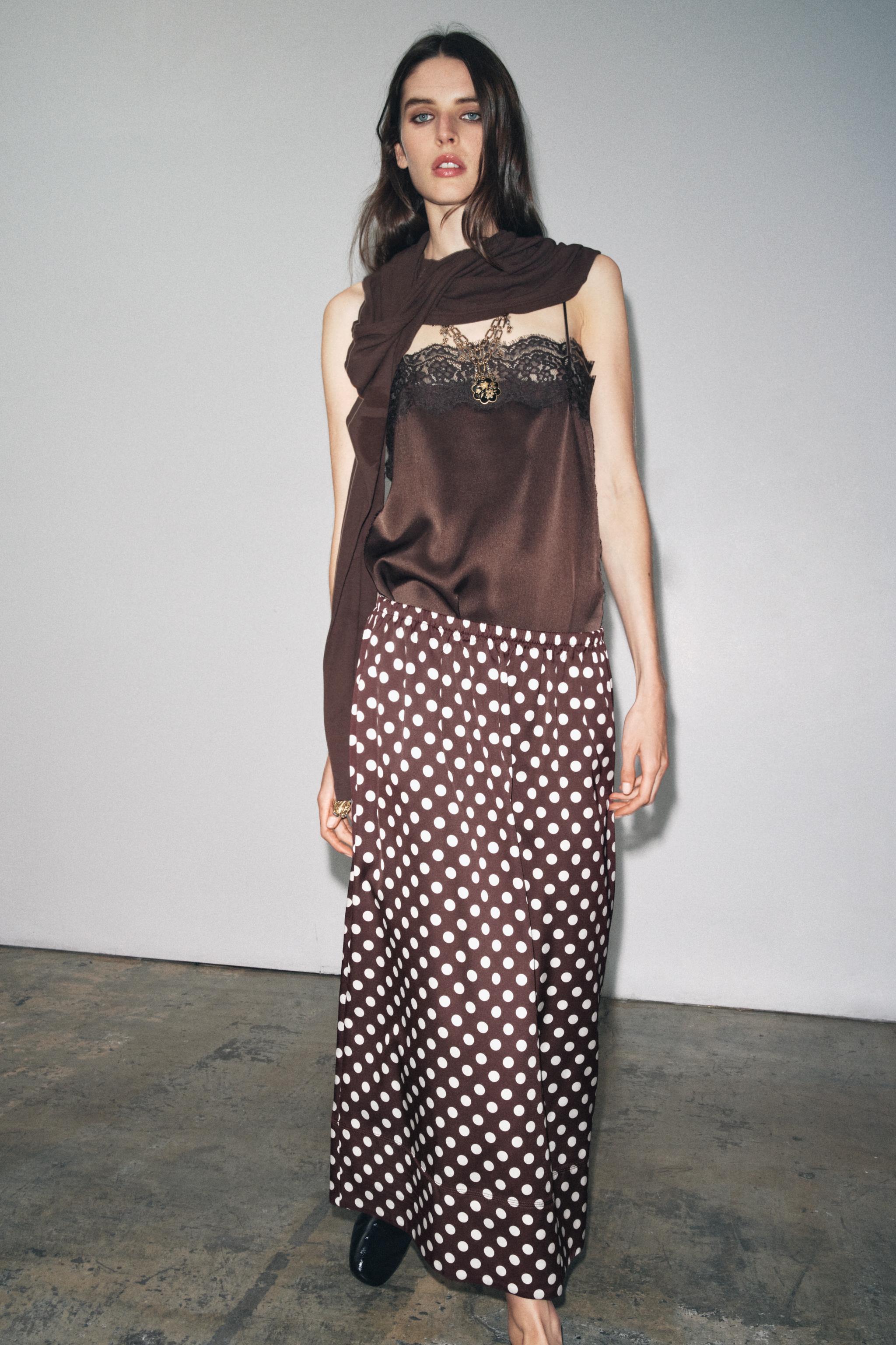 Polka Dot Midi Skirt Zw Collection