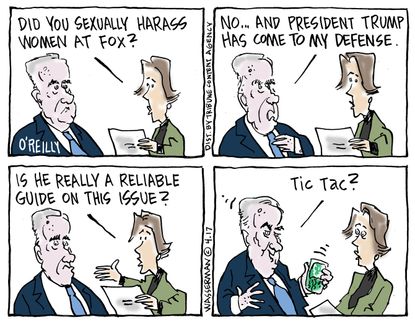 Editorial Cartoon U.S. Bill O'Reilly sexual harassment Fox News Trump