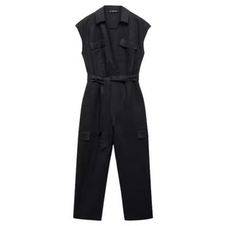 Cargo-style linen jumpsuit