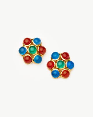 Rouje Josie Gemstone Oversized Stud Earrings | 18ct Gold Plated