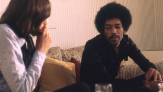 Jimi Hendrix (1942-1970) being interviewed before his concert at the Fillmore Auditorium, on February 1, 1968, in San Francisco, California. 