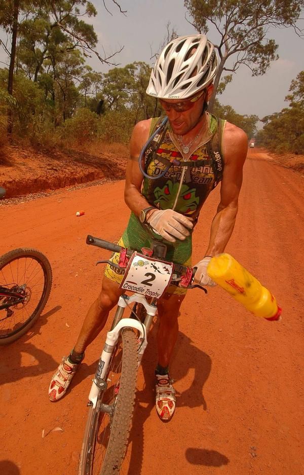 Kai Hundertmark takes a drink after an unsuccessful breakaway.
