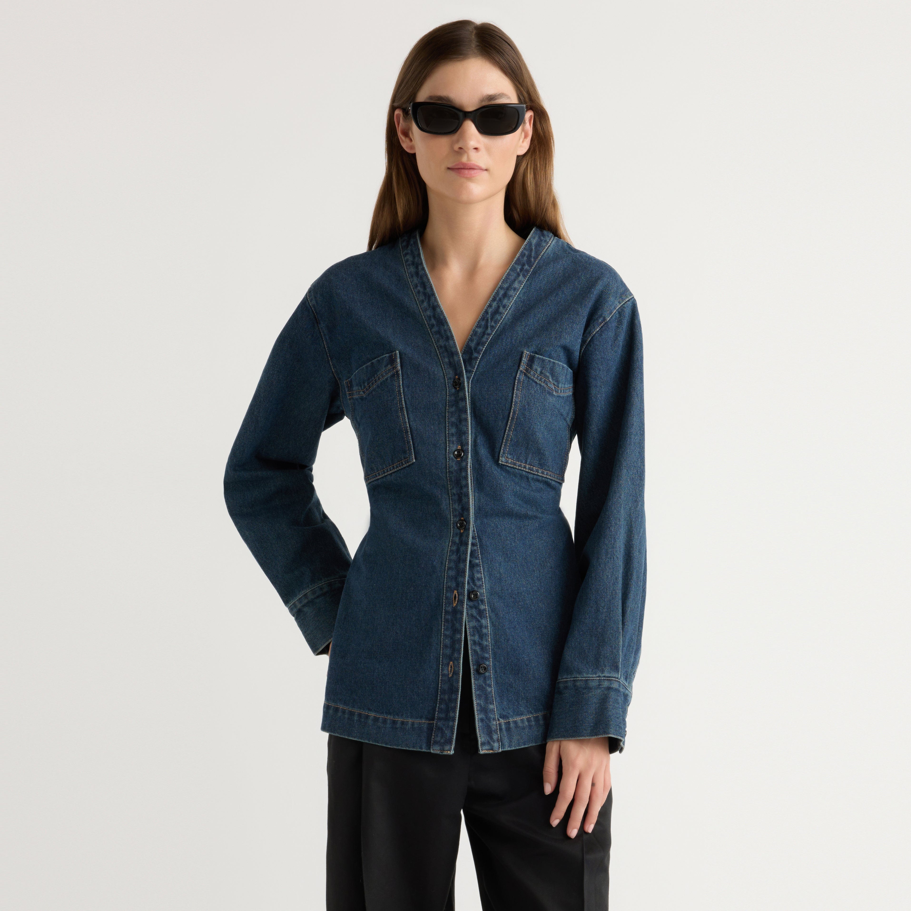 Emmett Structured-Sleeve Denim Jacket