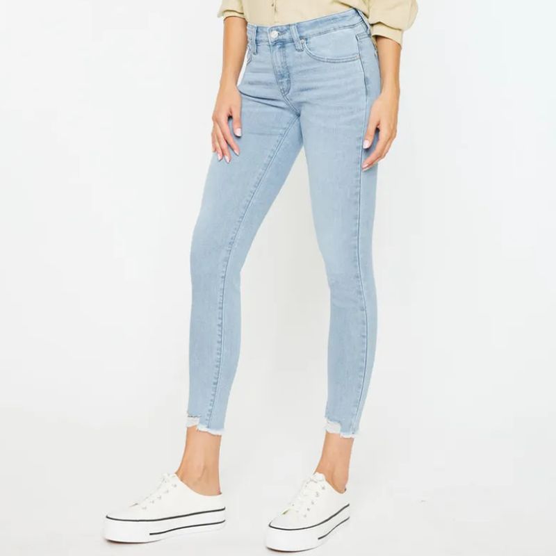 Willowbrook Essentials Mid Rise Ankle Skinny Jeans on model 